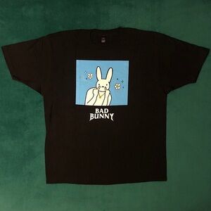 Bad Bunny UO Exclusive Cartoon Black Tee Size Small